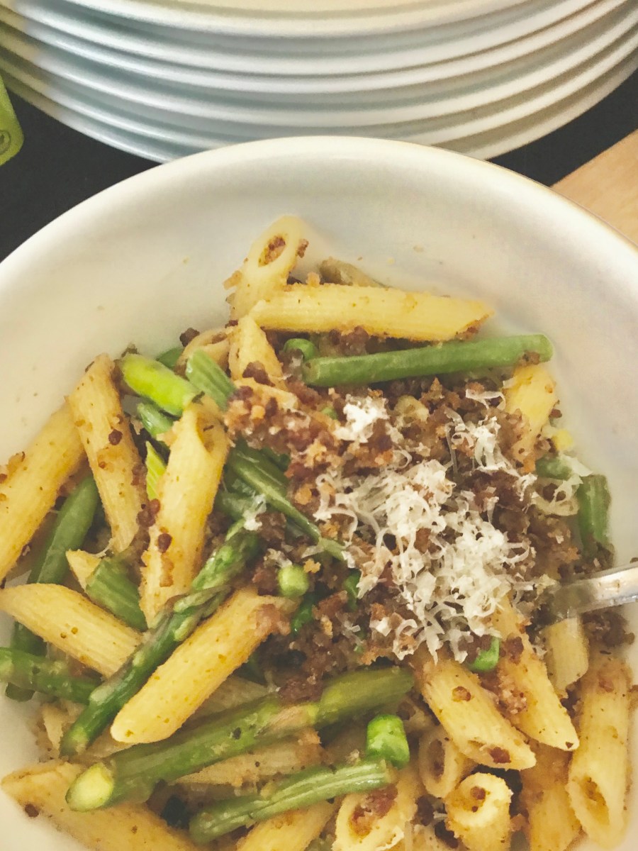 Spring Vegetable Pasta with Sausage &&nbsp;Breadcrumbs